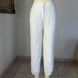 Linen Lined Straight Leg Pants Minimalist Coastal Summer White 10 Kasper